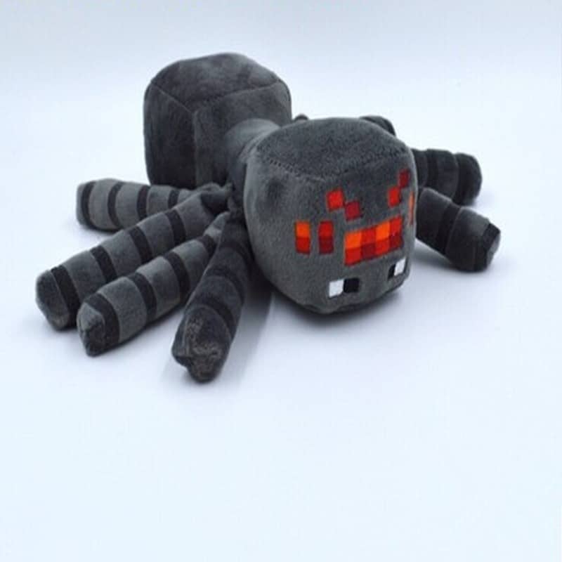 Peluche Minecraft Araignée Gris sur un fond blan.