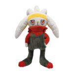 Peluche Scorbunny blanc yeux rouge devant un arrière plan blanc.