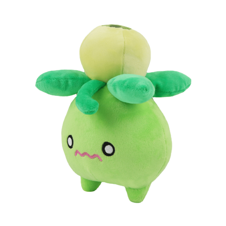 Peluche Pokémon Smoliv douce devant un arrière plan blanc.