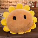 Fleur peluche tournesol échauffante agréable placée sur un canapé